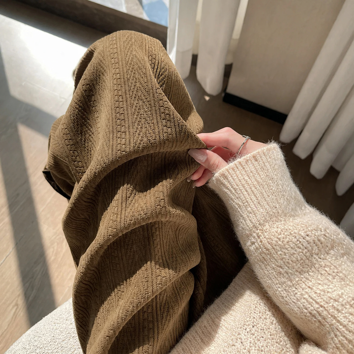 Damen-Cordhose, gerade geschnitten, hohe Taille, Freizeit