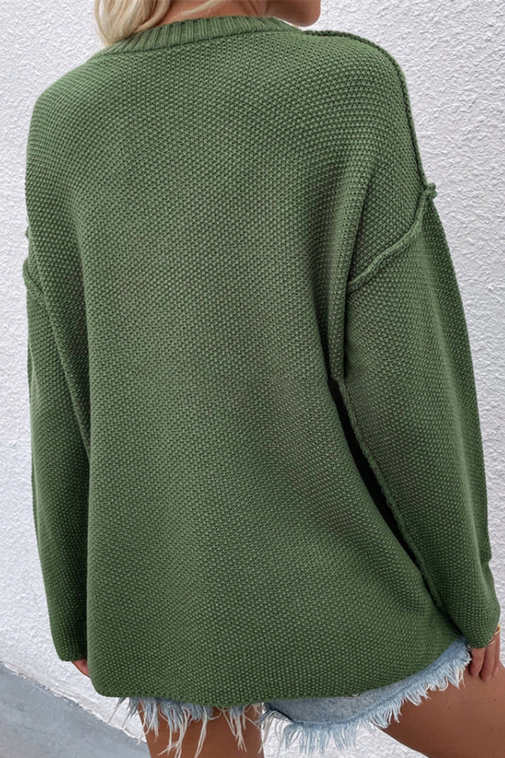 Drune Solid Color Übergrößen V-Ausschnitt Pullover