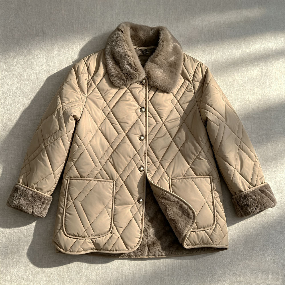 Damen-Steppjacke, leicht, tailliert, mit V-Ausschnitt