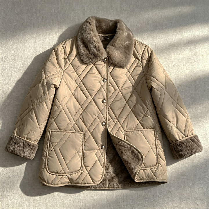 Damen-Steppjacke, leicht, tailliert, mit V-Ausschnitt