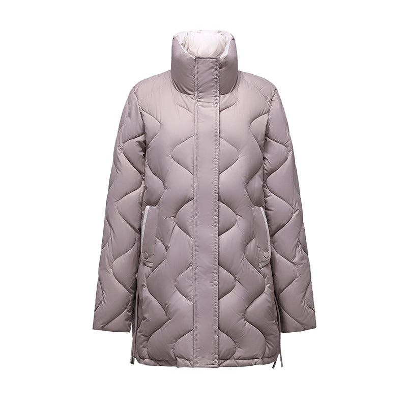 Lange Damen-Winterjacke mit Stehkragen