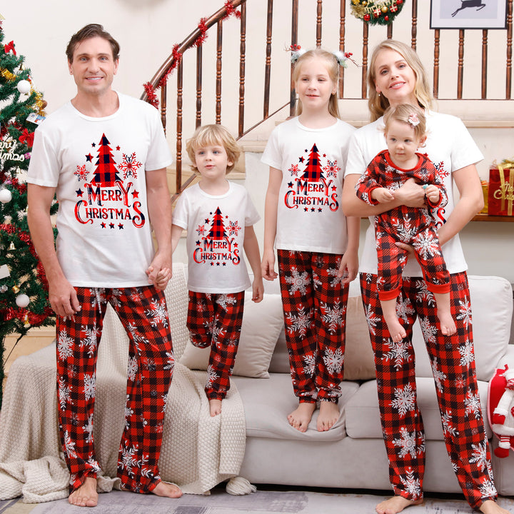 Weihnachts-Familien-Schlafanzug-Set mit Karomuster