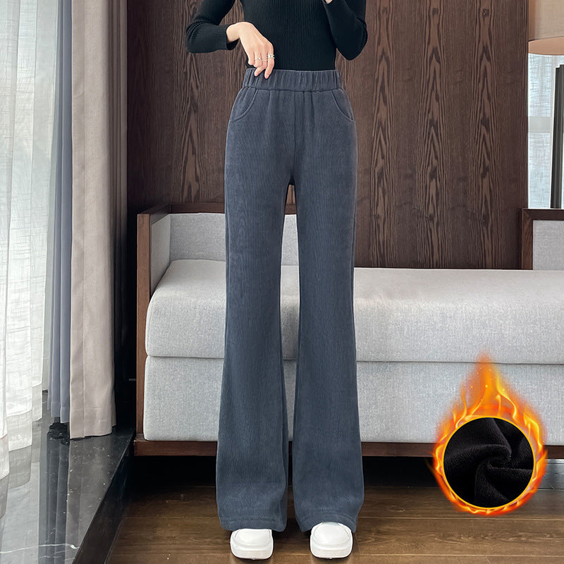 Gefütterte Cord-Schlaghose mit Lammfleece-Imitat
