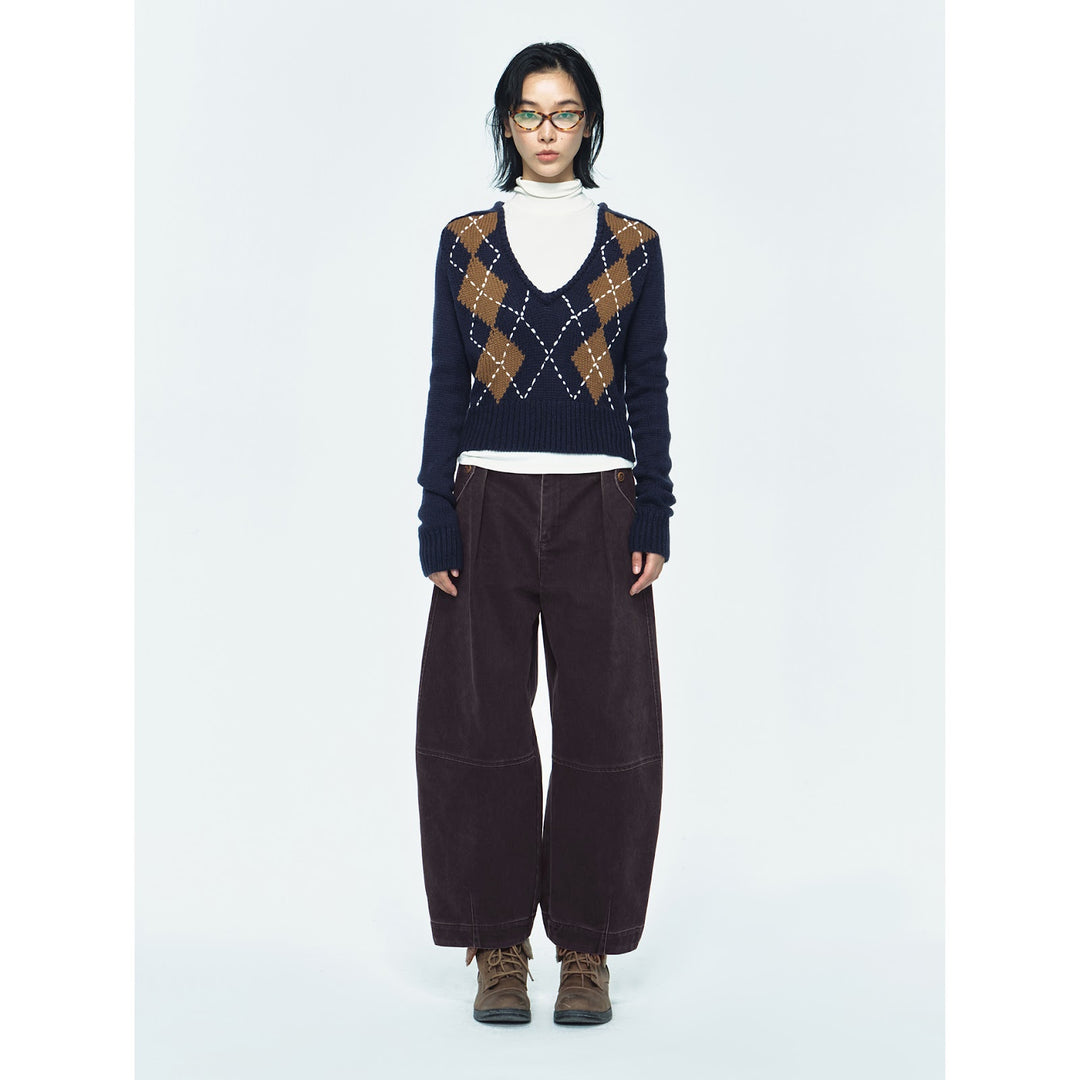 Kord-Cargohose für Damen, Kokon-Schnitt, V63832