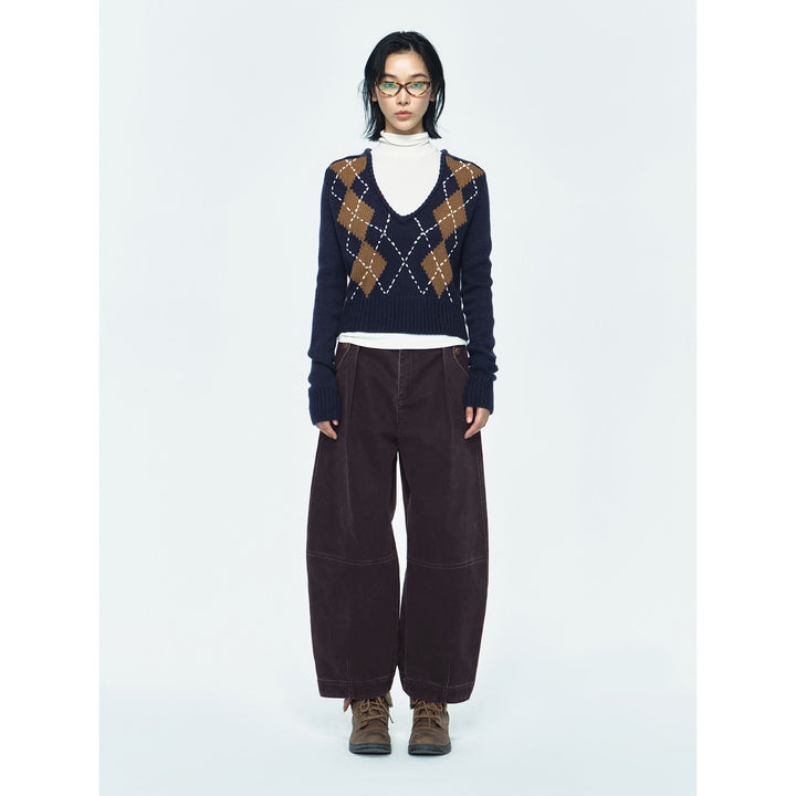Kord-Cargohose für Damen, Kokon-Schnitt, V63832