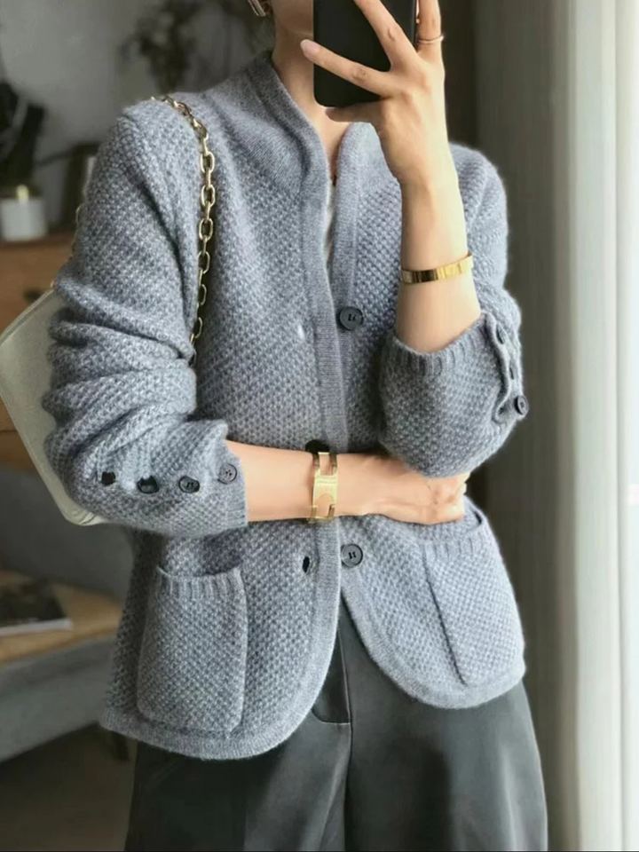 Drune | Eleganter Strickcardigan mit Hohem Kragen