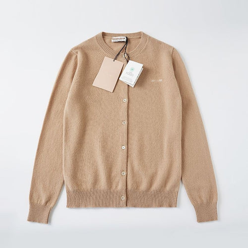 Damen Strickjacke, Rundhals, Buchstaben-Design, Wolle-Kaschmir