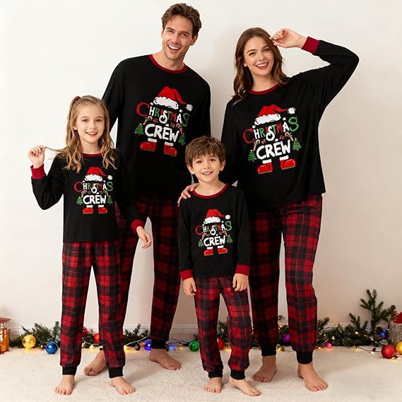 Weihnachts-Familien-Schlafanzug-Set im Karomuster