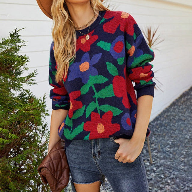 Drune | Floraler Strickpullover