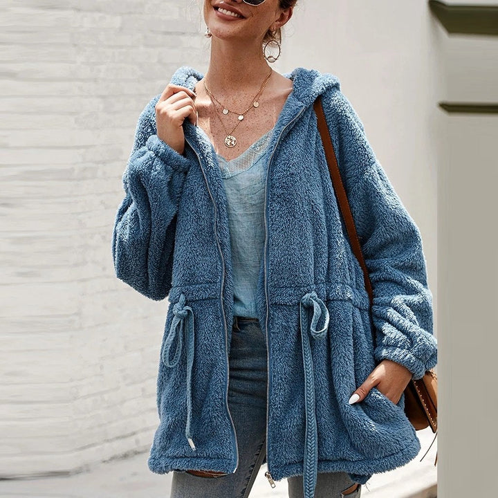 Drune | Teddyjacke Weicher Plüsch Kapuze & Reißverschluss Übergroß Fit Taschen