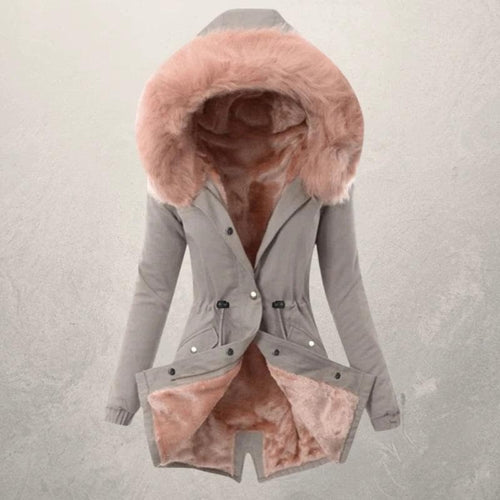 Drune | Parka-Jacke mittellang Fit Mit Kunstpelz gefüttert Kapuze mit Knopfverschluss