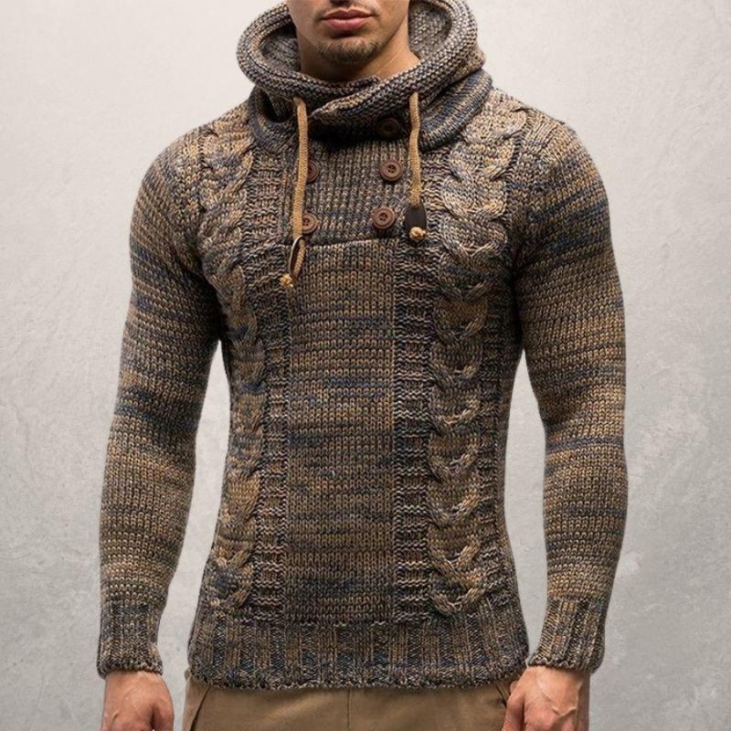 Drune | Wool Kabelstrick Kapuzenpullover Slim Passform Pullover