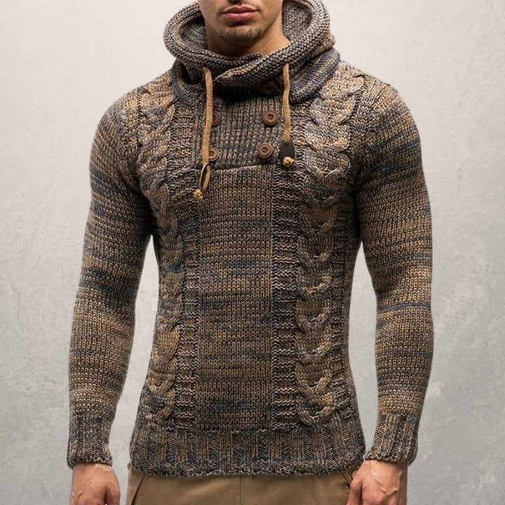 Drune | Wool Kabelstrick Kapuzenpullover Slim Passform Pullover