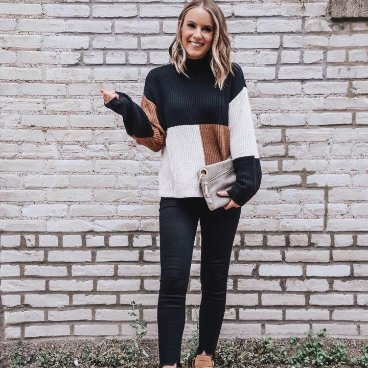 Drune | Strickpullover - Oversized Fit - Blockmuster - Weich und Warm
