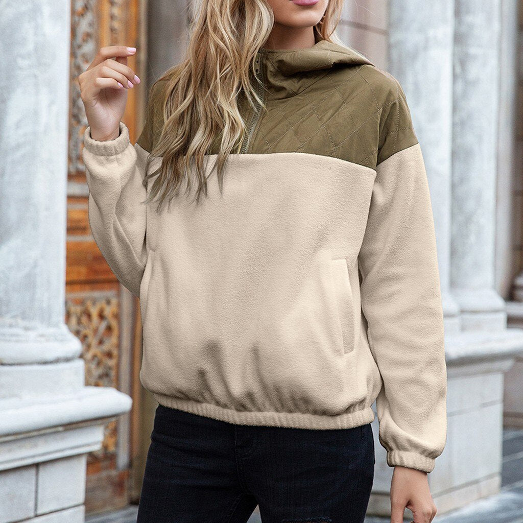Drune | Hoodie - Gepolsterter Oberteil & Weiches Fleece - Halber Reißverschluss - Lockere Passform - Mit Taschen