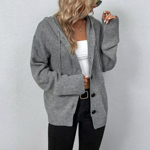 Drune | Strickcardigan -weich und warm - mit Kapuze und Knopfverschluss - lockere Passform