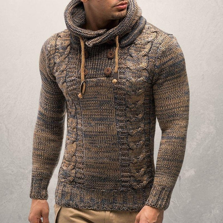 Drune | Wool Kabelstrick Kapuzenpullover Slim Passform Pullover