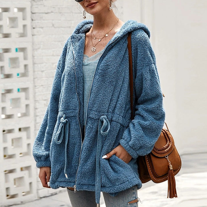 Drune | Teddyjacke Weicher Plüsch Kapuze & Reißverschluss Übergroß Fit Taschen