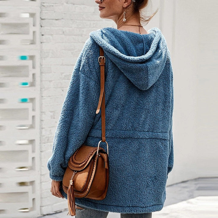 Drune | Teddyjacke Weicher Plüsch Kapuze & Reißverschluss Übergroß Fit Taschen