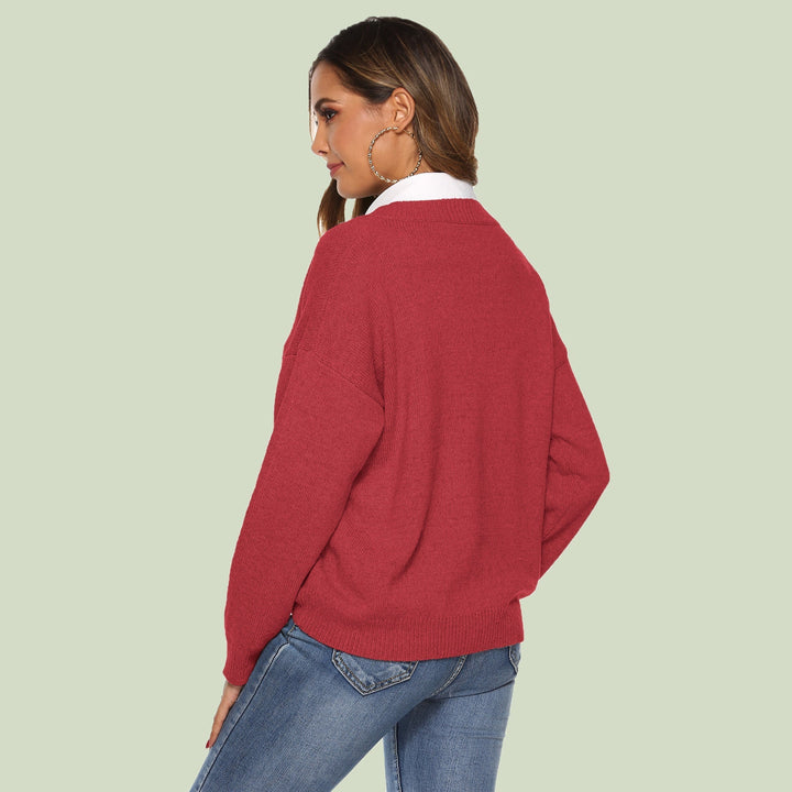 Drune | Strickpullover V-Ausschnitt Relaxed Fit Lange Ärmel Weich Und Bequem