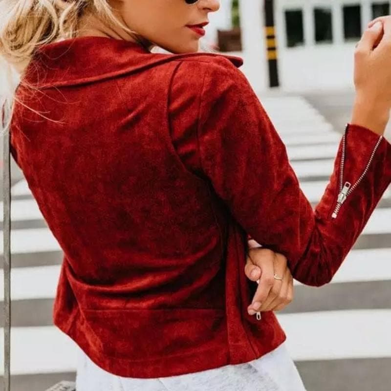 Drune | Kurze Wildlederjacke mit Reißverschlüssen Kunstleder Modern und Stylisch
