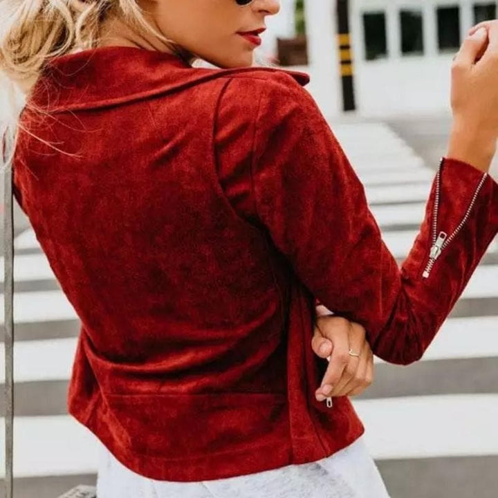 Drune | Kurze Wildlederjacke mit Reißverschlüssen Kunstleder Modern und Stylisch