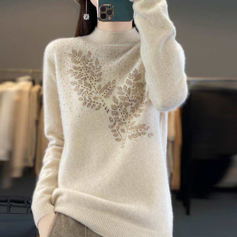 Drune | Strickpullover Mit Zartem Blättermuster