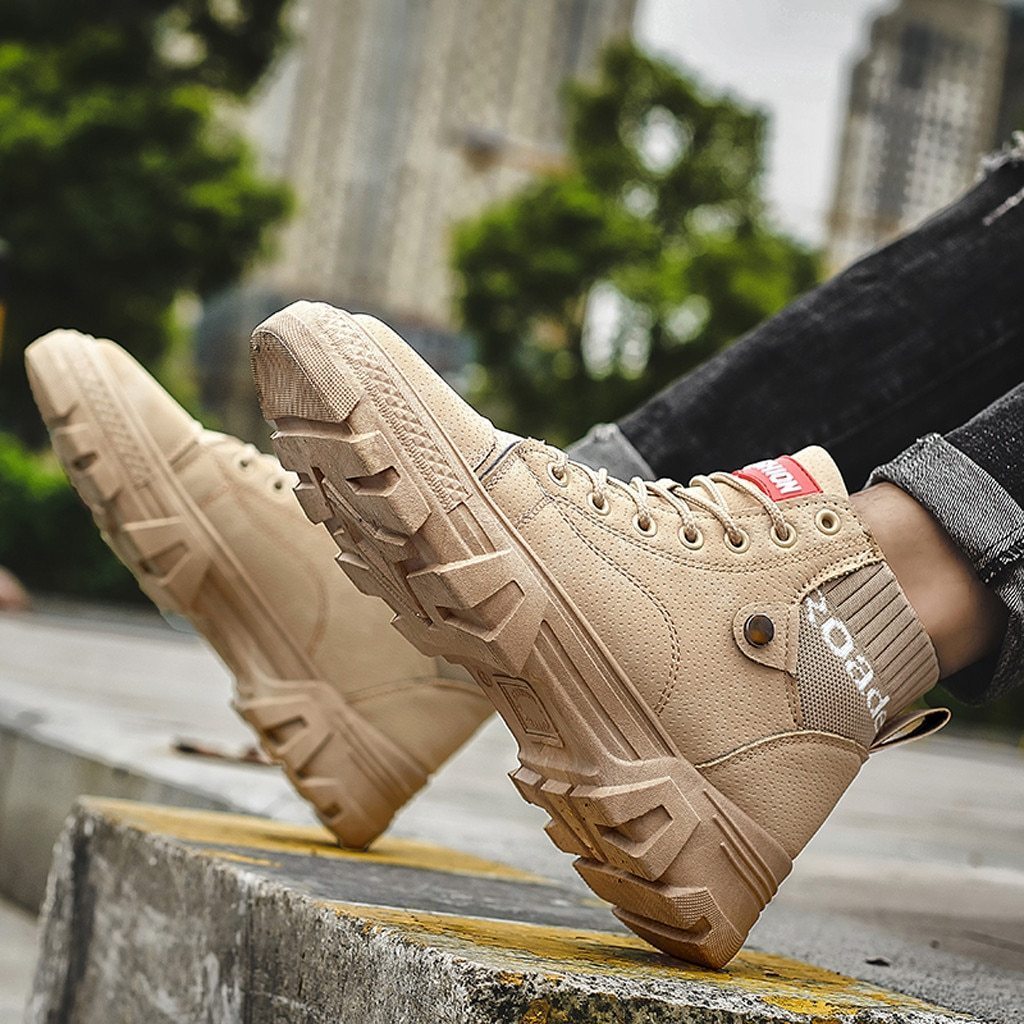 Drune | Schuhe Hohe Sneaker Strapazierfähige Sohle Schnürung Bequemer Rippkragen