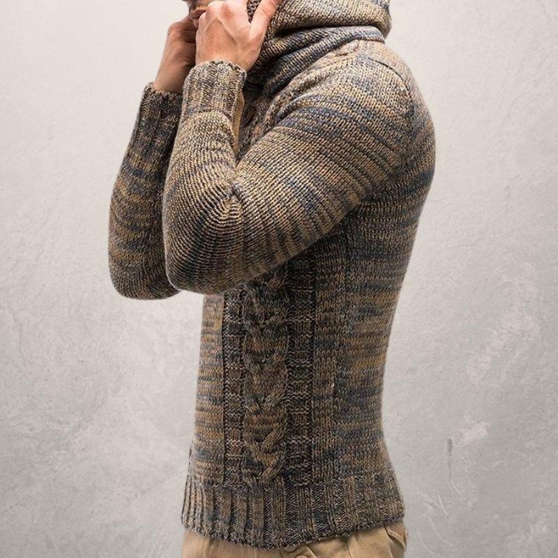 Drune | Wool Kabelstrick Kapuzenpullover Slim Passform Pullover