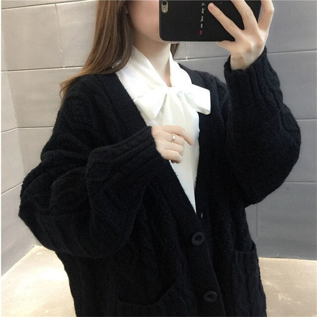 Drune | gestrickte Jacke Lang, dick und warm