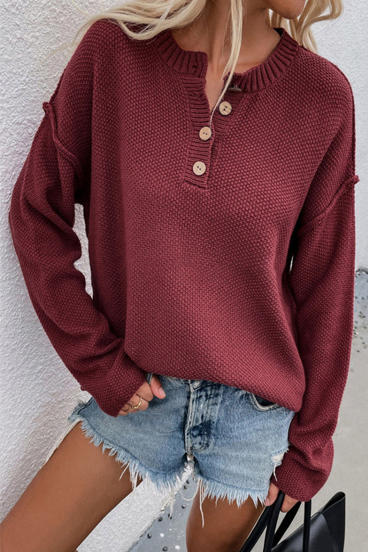 Drune Solid Color Übergrößen V-Ausschnitt Pullover