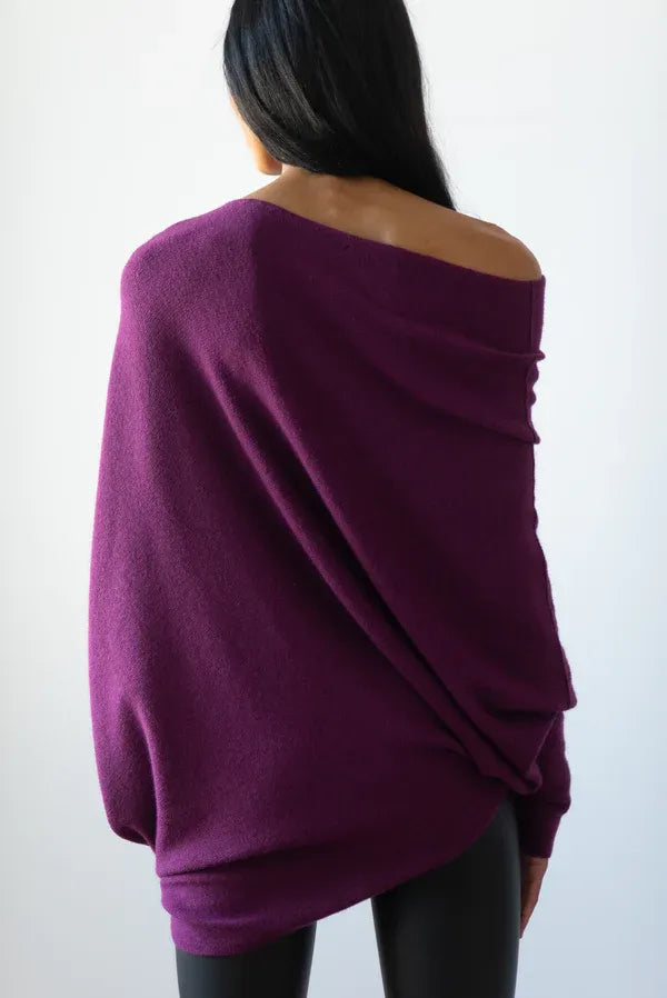 Drune | Asymmetrischer Damenpullover mit eleganter Drapierung