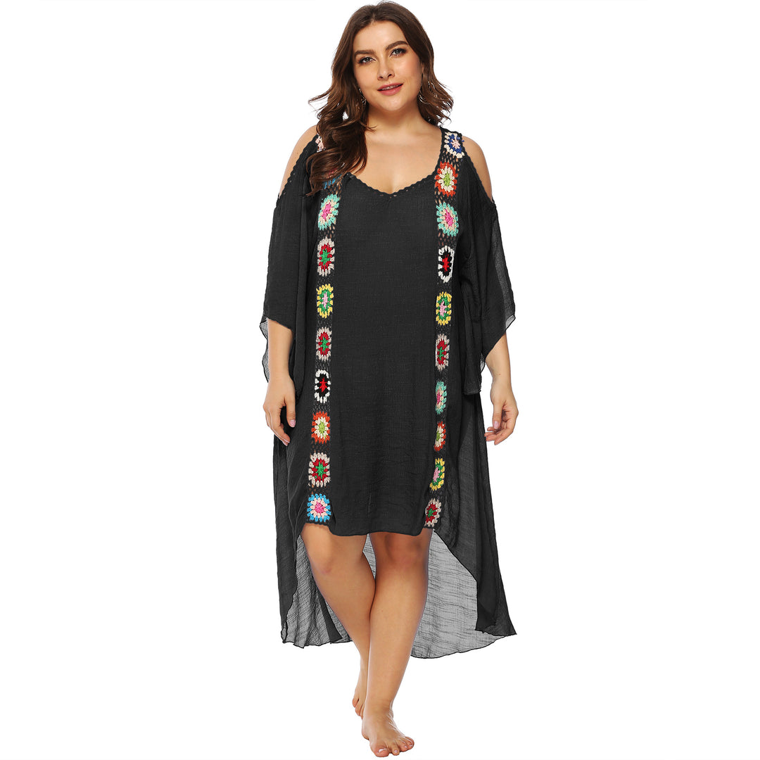 Damen mit floralem Stickdesign Strandüberwurf Drune