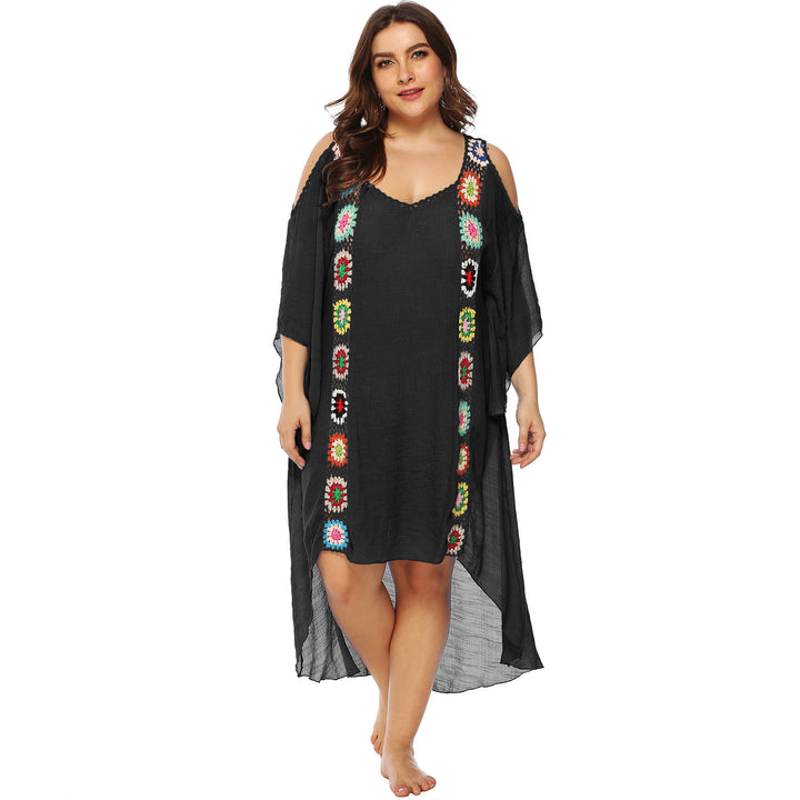 Damen mit floralem Stickdesign Strandüberwurf Drune