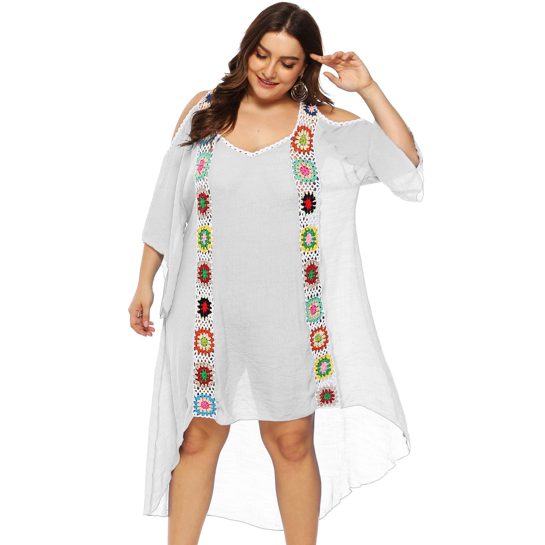 Damen mit floralem Stickdesign Strandüberwurf Drune