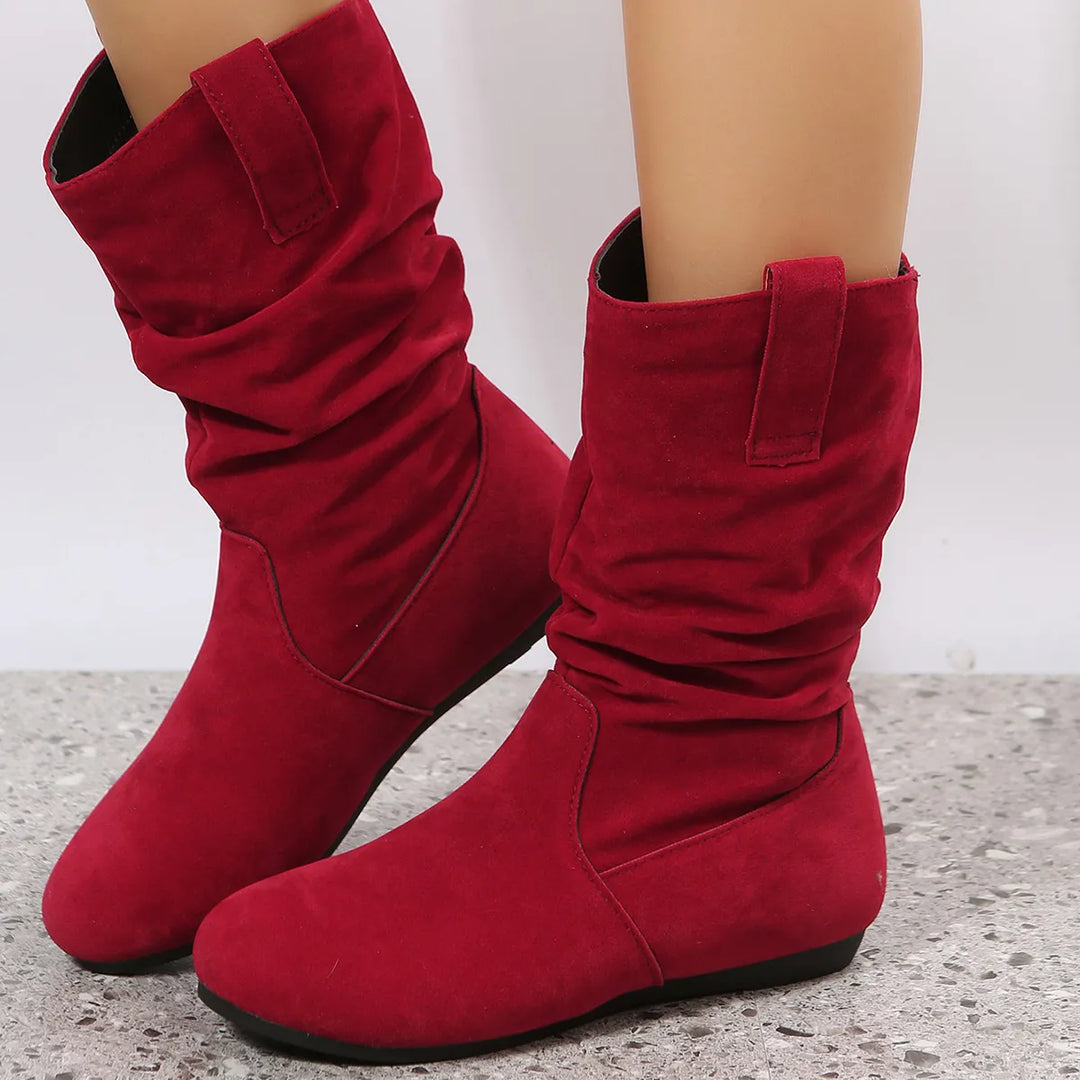 Drune | Runde Zehen Flache Winterstiefel