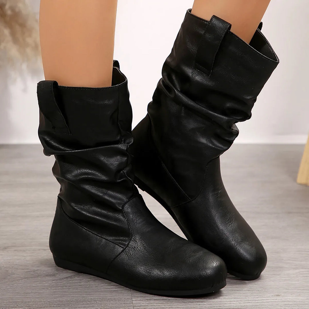 Drune | Runde Zehen Flache Winterstiefel