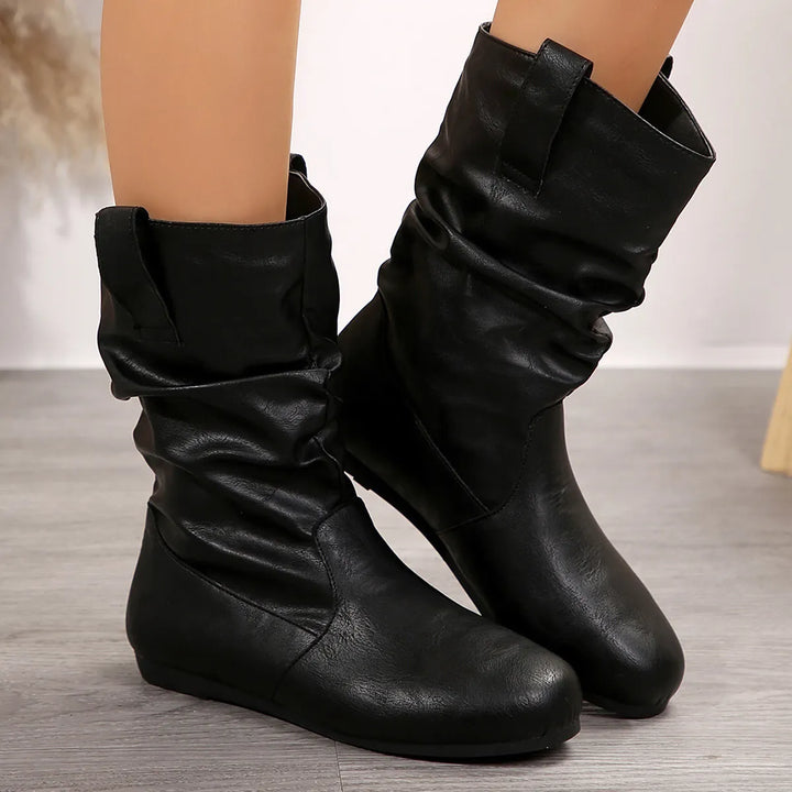 Drune | Runde Zehen Flache Winterstiefel