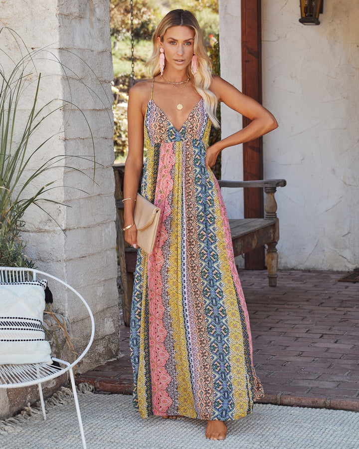 Drune | V-Ausschnitt Boho Gedrucktes Kleid