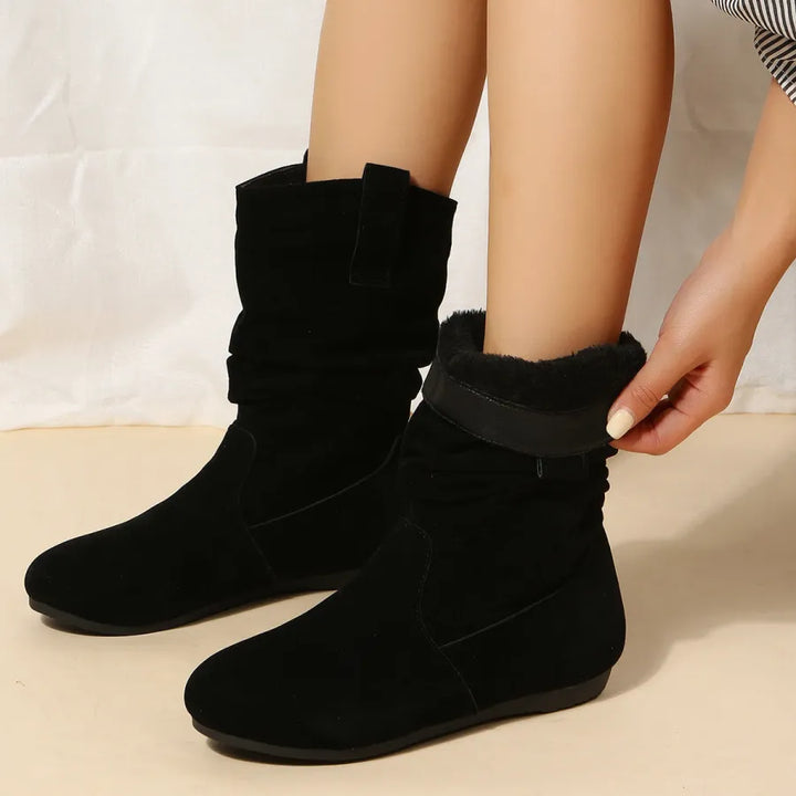 Drune | Runde Zehen Flache Winterstiefel