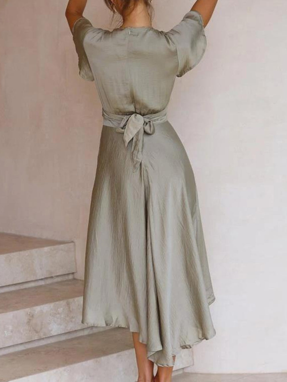Drune | Satin Wickel Maxi Kleid für Damen