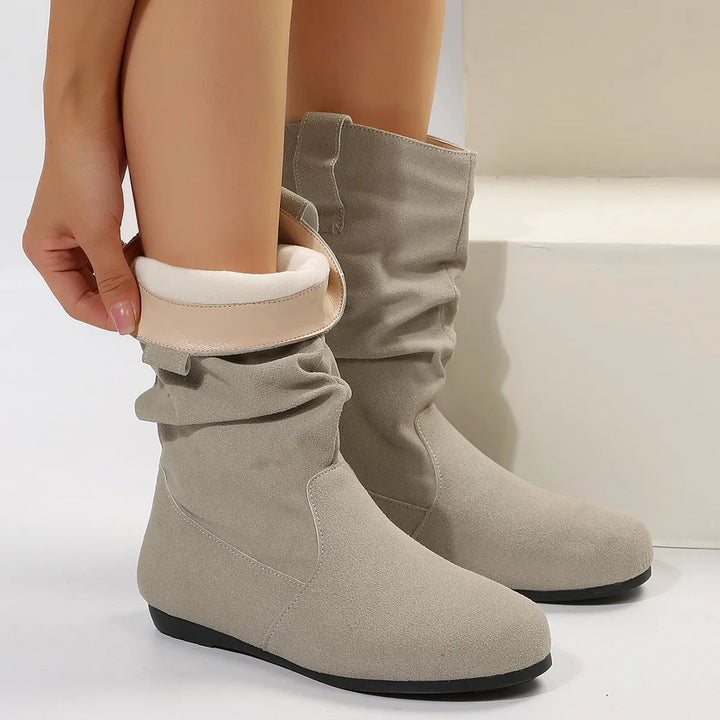 Drune | Runde Zehen Flache Winterstiefel
