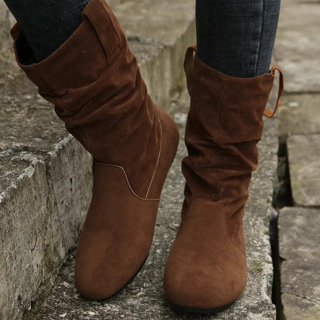 Drune | Runde Zehen Flache Winterstiefel