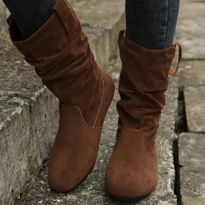 Drune | Runde Zehen Flache Winterstiefel