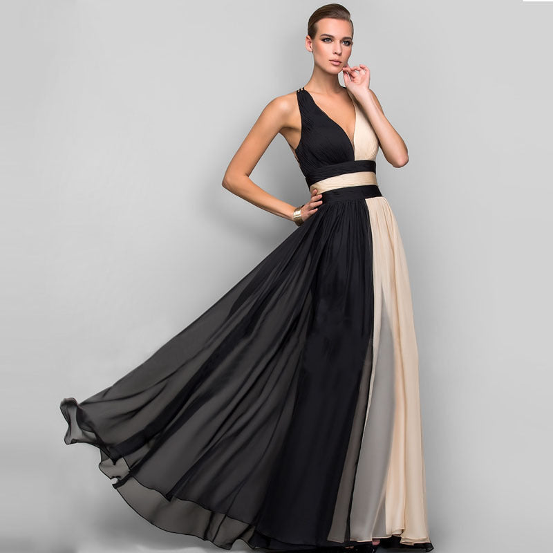 Damen Elegantes Maxi-Kleid mit asymmetrischem Design und tiefem V-Ausschnitt Drune