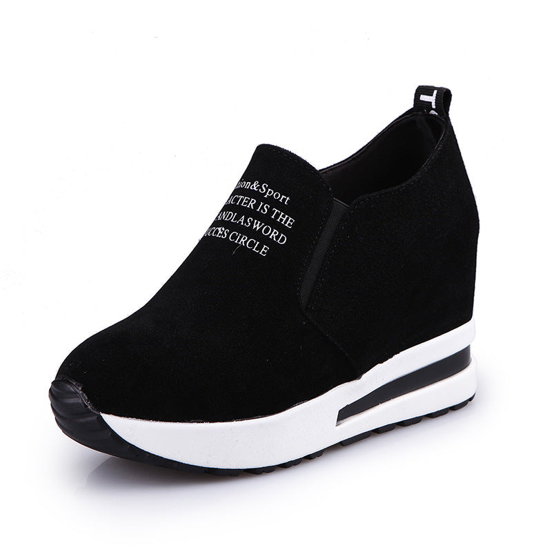 Damen nan Keilabsatz-Sneaker mit Samtoptik und elastischen Einsätzen Drune