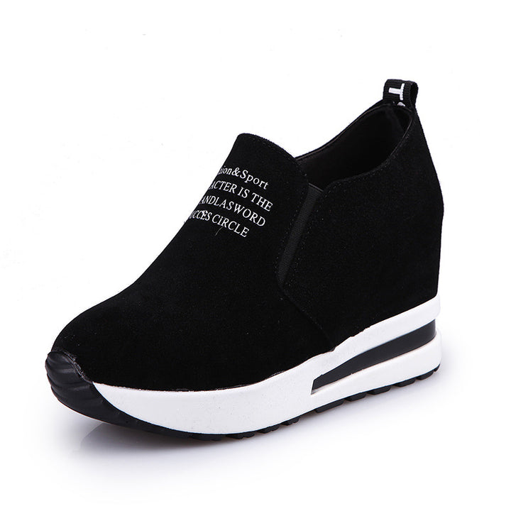 Damen nan Keilabsatz-Sneaker mit Samtoptik und elastischen Einsätzen Drune