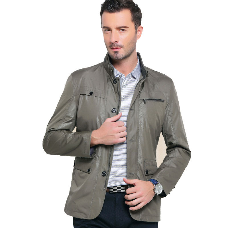 Herren Leichte Fieldjacke im City-Utility-Stil mit Stehkragen Drune