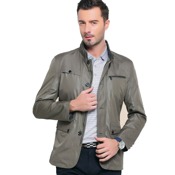 Herren Leichte Fieldjacke im City-Utility-Stil mit Stehkragen Drune