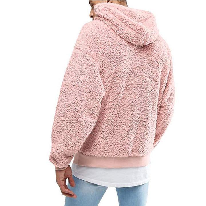 Herren Kuscheliger Teddy-Pullover mit Kapuze und elastischem Bund Drune